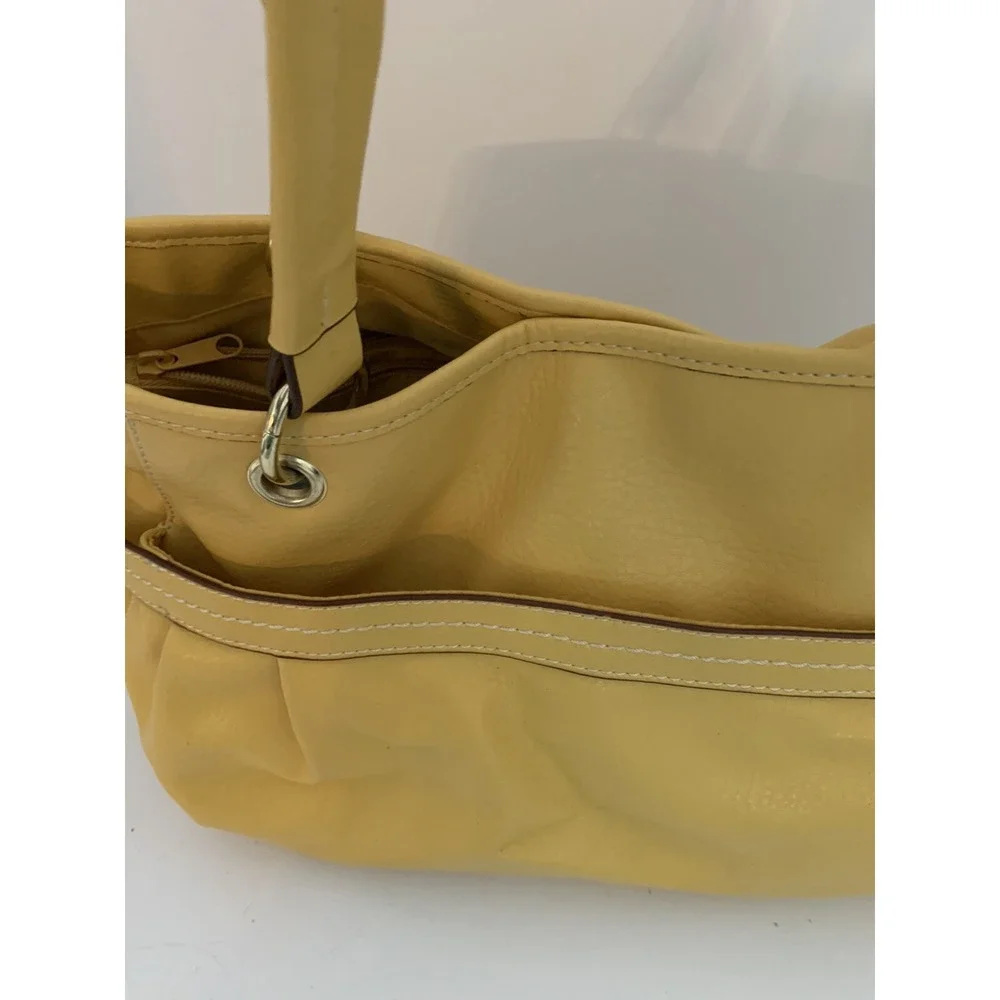 Relic Yellow Faux Leather Shoulderbag Hobo Style Compartments Goldtone Hardware